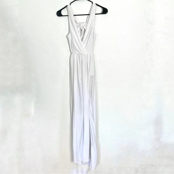 ASOS DESIGN tie back cross front split maxi beach dress in white size medium - Picture 5 of 11